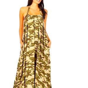 Army fatigue halter maxi dress